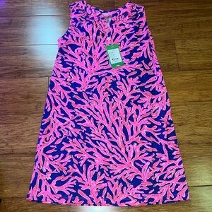 Lilly Pulitzer Girls Mini Essie Dress Tropical Pink Did You Catch that Large NWT